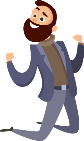 Happy businessman jumping in air Illustration