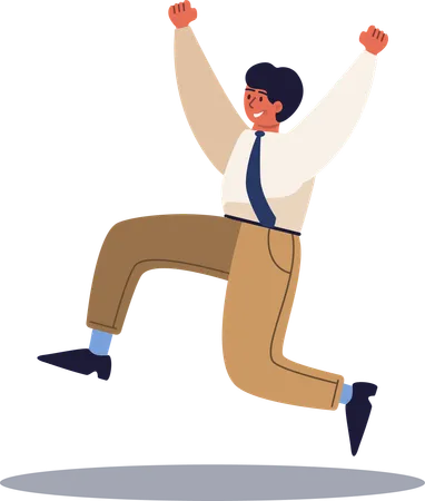 Happy businessman jumping in air for sucess  Illustration