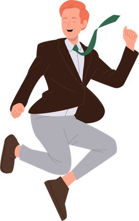 Happy businessman jumping in air  Illustration