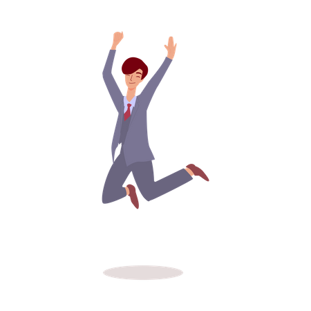Happy businessman jumping in air  Illustration