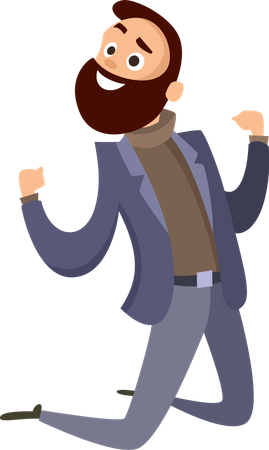 Happy businessman jumping in air  Illustration