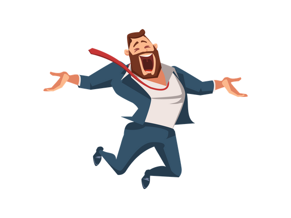 Happy businessman jumping with joy Illustration