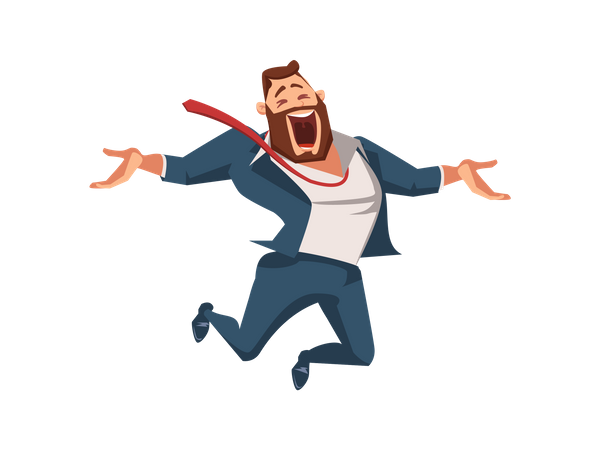 Happy businessman jumping with joy  Illustration
