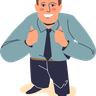 happy businessman looking up illustrations
