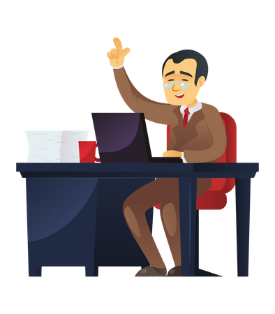 Happy businessman raising hand  Illustration