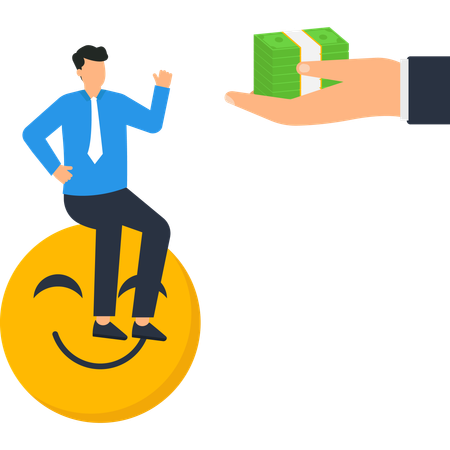 Happy Businessman Receiving Cash  Illustration