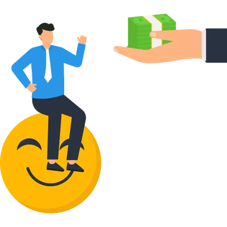 Happy Businessman Receiving Cash  Illustration