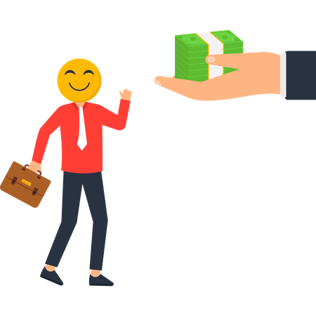 Happy Businessman Receiving Cash  Illustration