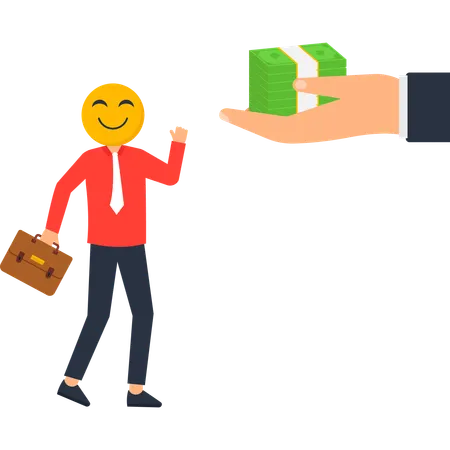 Happy Businessman Receiving Cash  Illustration