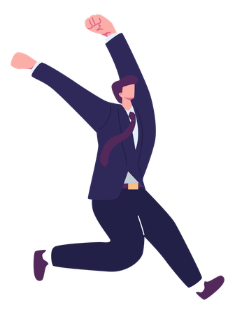 Happy businessman running  Illustration