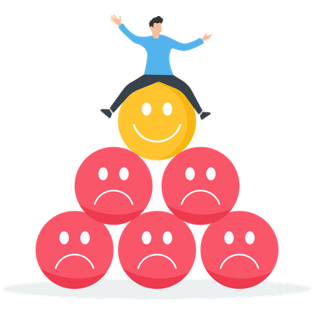 Happy businessman sitting on a smiling face  Illustration