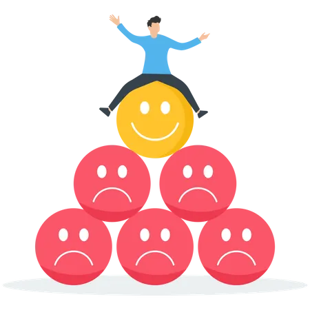 Happy businessman sitting on a smiling face  Illustration