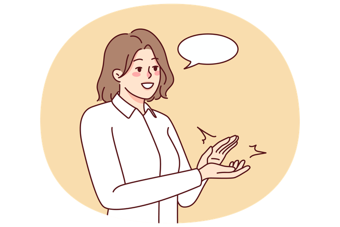 Happy businesswoman clap hands  Illustration