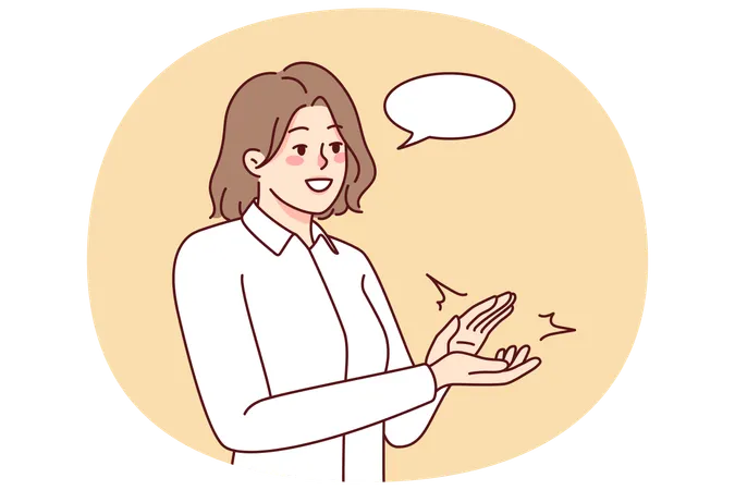 Happy businesswoman clap hands  Illustration