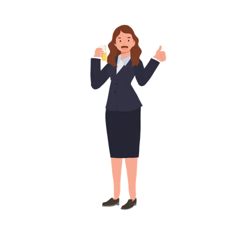 Happy Businesswoman Holding Beer Mug  Illustration