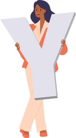 Happy businesswoman holding letter y  イラスト