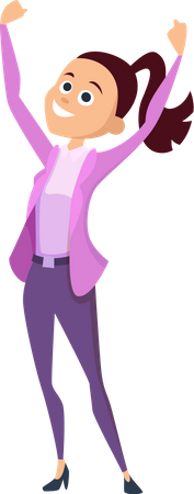 Happy businesswoman raising both hand  Illustration