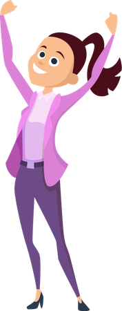 Happy businesswoman raising both hand  Illustration