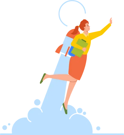 Happy BusinessWoman Take Off  Illustration