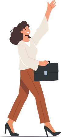 Happy businesswoman waving hand  Illustration