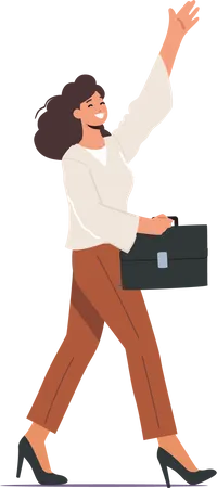 Happy businesswoman waving hand  Illustration