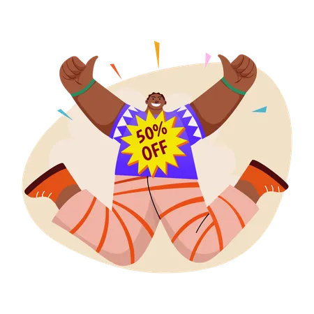 Happy Buyer getting shopping discount  Illustration