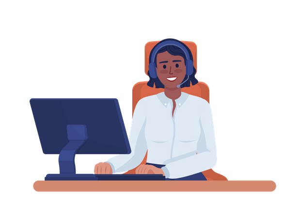 Happy call center consultant with headset Illustration