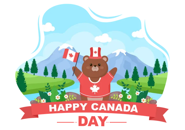 Happy Canada Day Celebration  Illustration