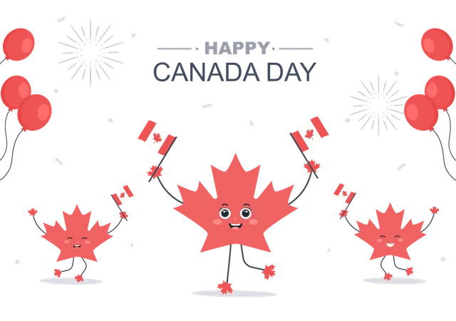Happy Canada Day Decoration Illustration