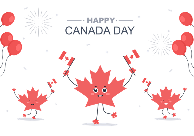 Happy Canada Day Decoration  Illustration