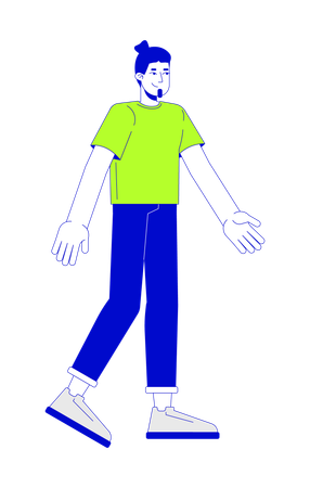 Happy caucasian man walking  Illustration