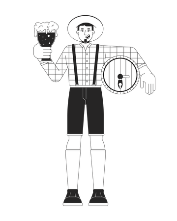 Happy caucasian man with beer  Illustration