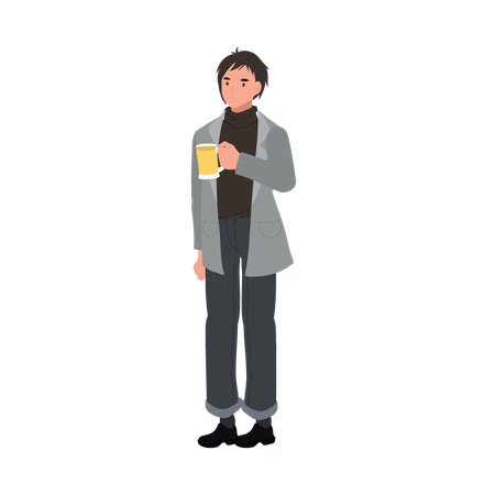 Happy Cheerful Man Holding Beer Glass  Illustration
