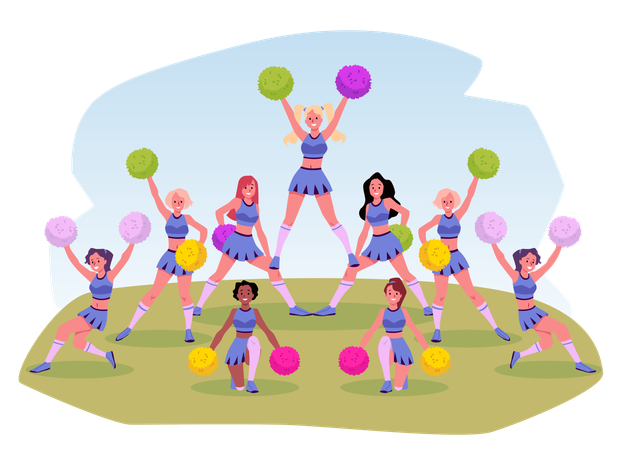 Cheerleaders group support sports teams  Illustration