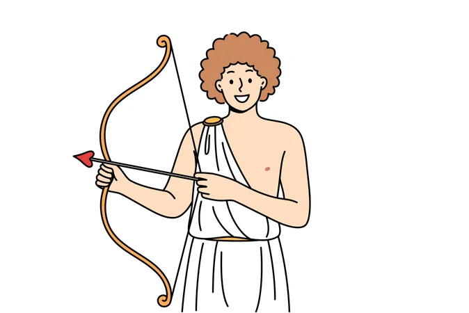 Happy cherub looking at camera  Illustration