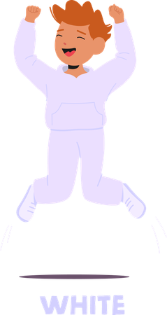 Happy Child Dressed Entirely In White  Captured Mid-jump With arms Raised In Excitement  Illustration