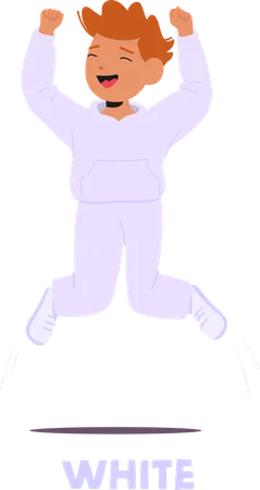 Happy Child Dressed Entirely In White  Captured Mid-jump With arms Raised In Excitement  Illustration