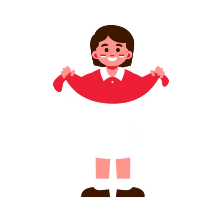 A Cartoon Of A Smiling Child Holding A Red And White Indonesia Flag Conveying Joy And Patriotism Illustration