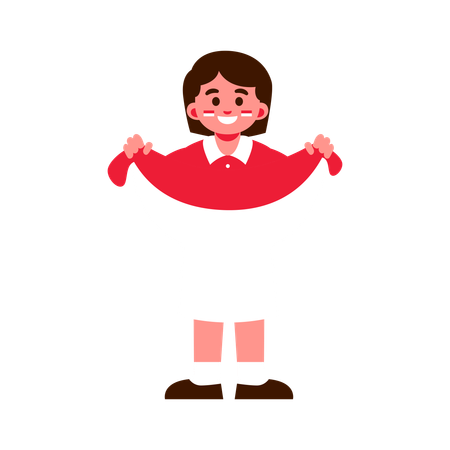 Happy child holding Indonesian flag  Illustration