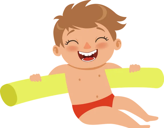 Happy Child In Pool Illustration