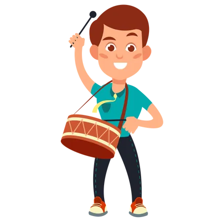 Happy children musician playing drum  Illustration