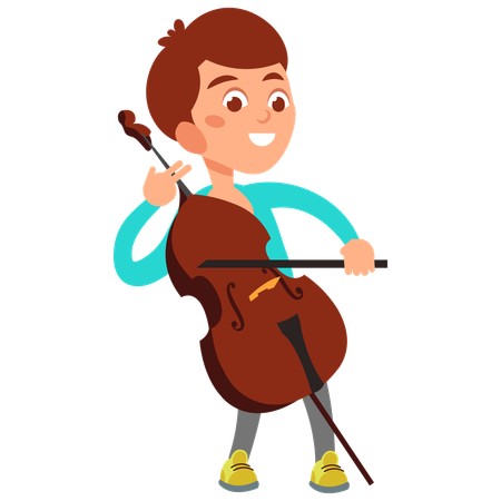 Happy children musician playing violin  Illustration