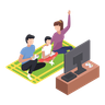 illustration for playing video game with son