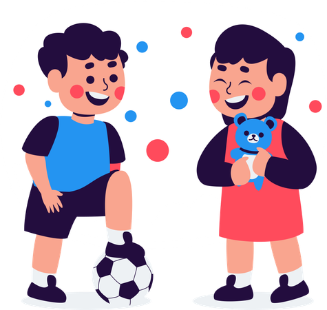 Happy Children Playing Together  Illustration