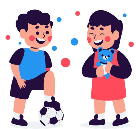 Happy Children Playing Together  Illustration