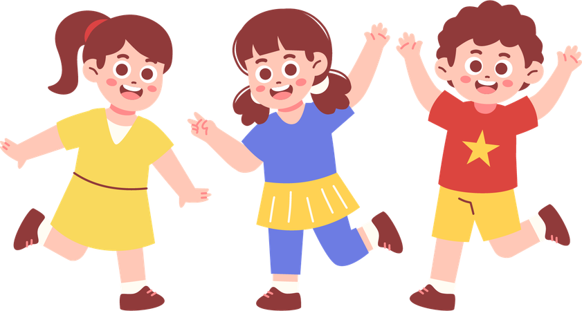 Happy Children playing together  Illustration