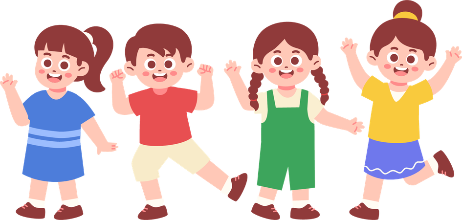 Happy Children standing together  Illustration