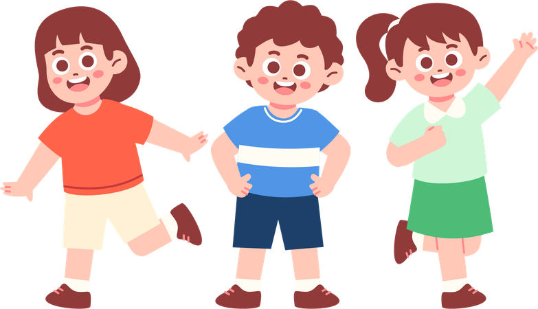 Happy Children standing together  Illustration
