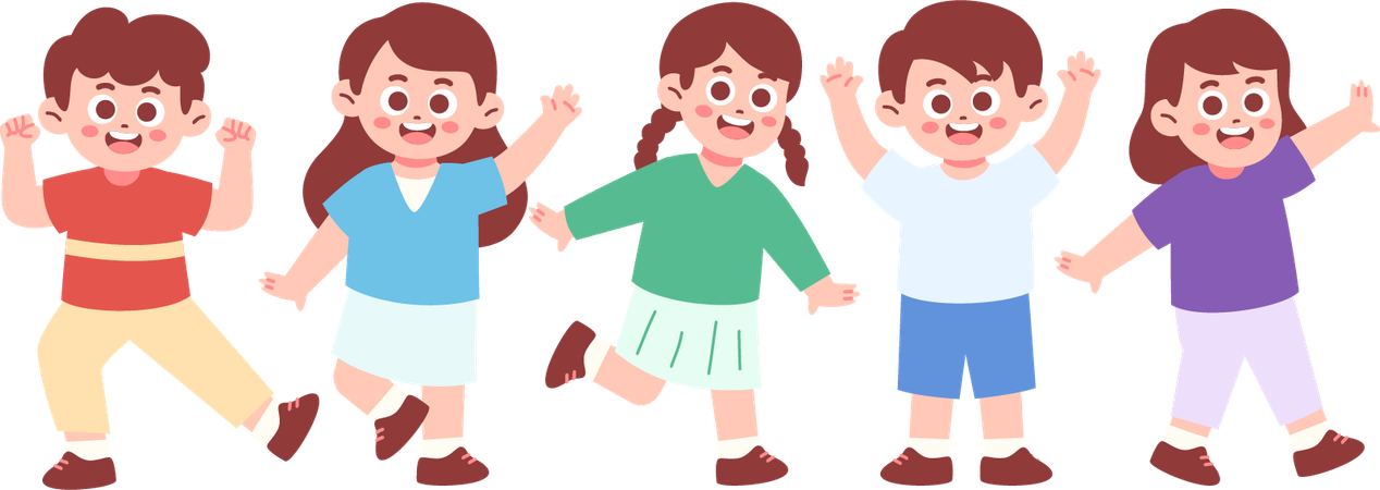 Happy Children standing together  Illustration