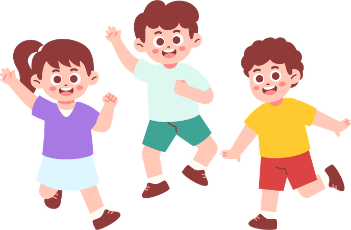 Happy Children standing together  Illustration